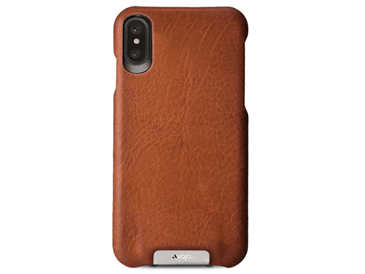 Vaja Grip Leather Case Cognac - iPhone X/Xs Hoesje Leer