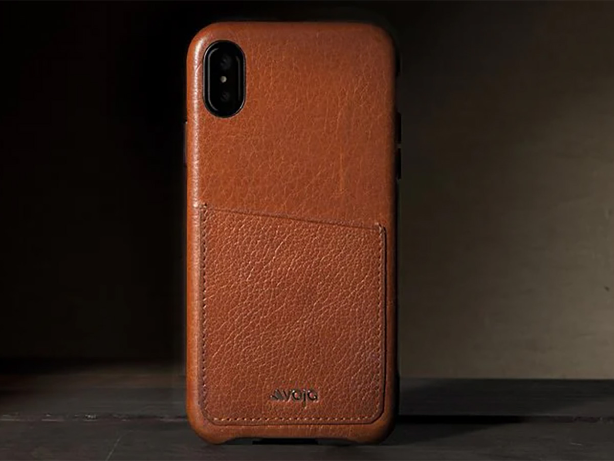 Vaja Slim Grip ID Leather Case Cognac - iPhone X/Xs Hoesje Leer