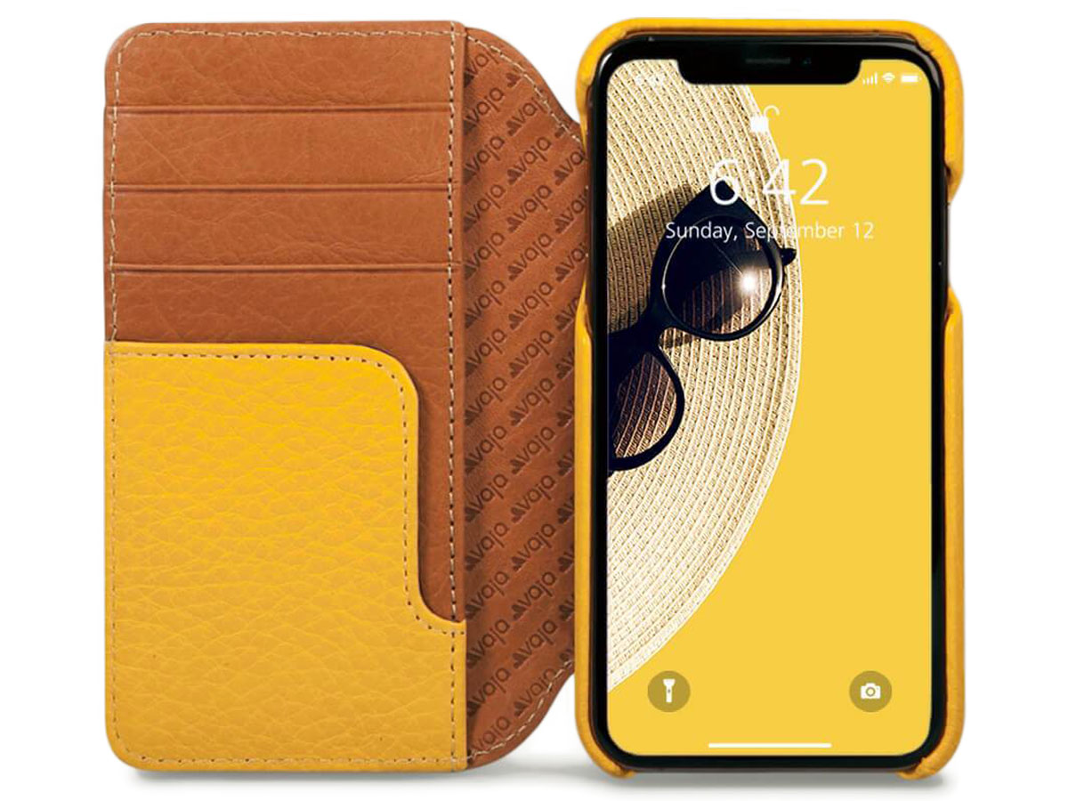 Vaja Wallet Agenda Case Geel - iPhone X/Xs Hoesje Leer