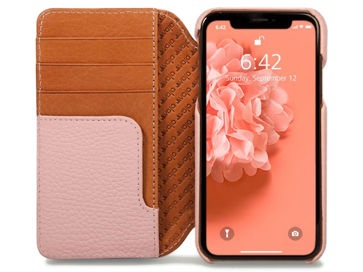 Vaja Wallet Agenda Case Roze - iPhone X/Xs Hoesje Leer