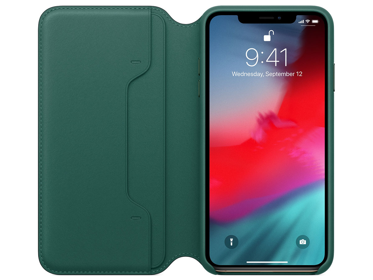 Apple Leather Folio Case Forest Green - iPhone Xs Max hoesje