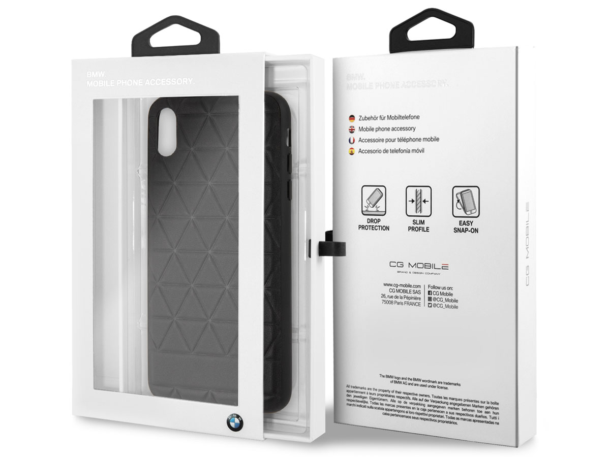 BMW Hexagon Case Zwart Leer - iPhone Xs Max hoesje