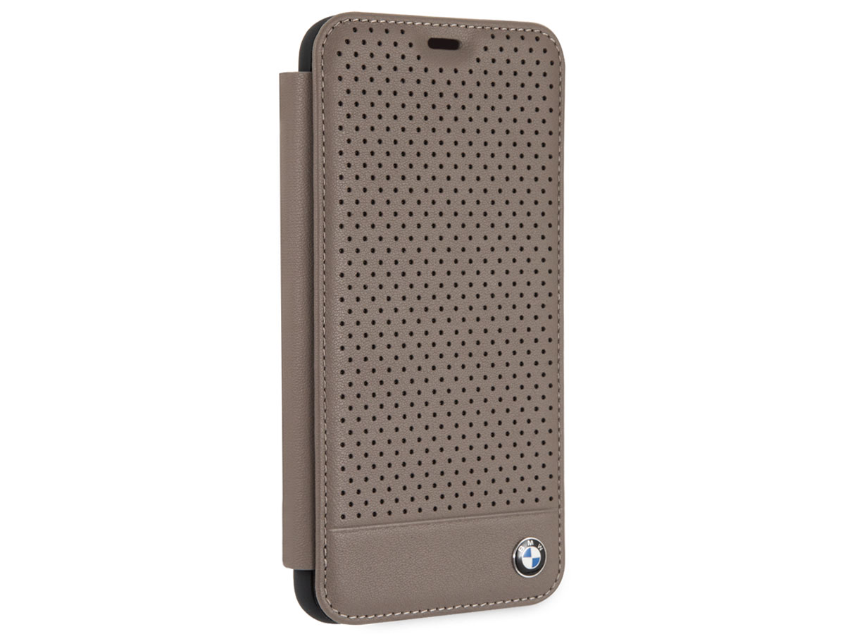 BMW Perforated Folio Bruin Leer - iPhone Xs Max hoesje