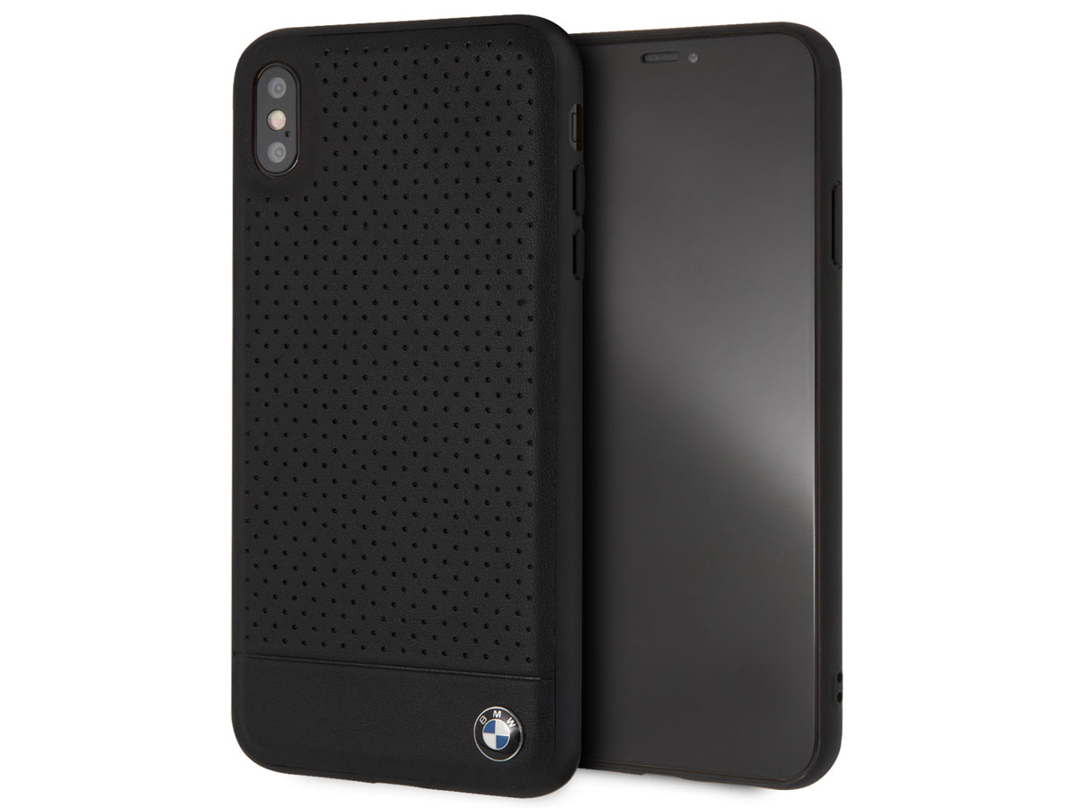 BMW Parforated Case Zwart Leer - iPhone Xs Max hoesje