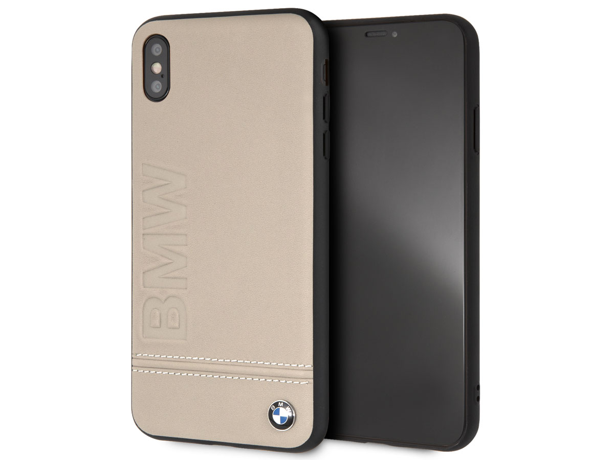BMW Signature Case Taupe Leer - iPhone Xs Max hoesje