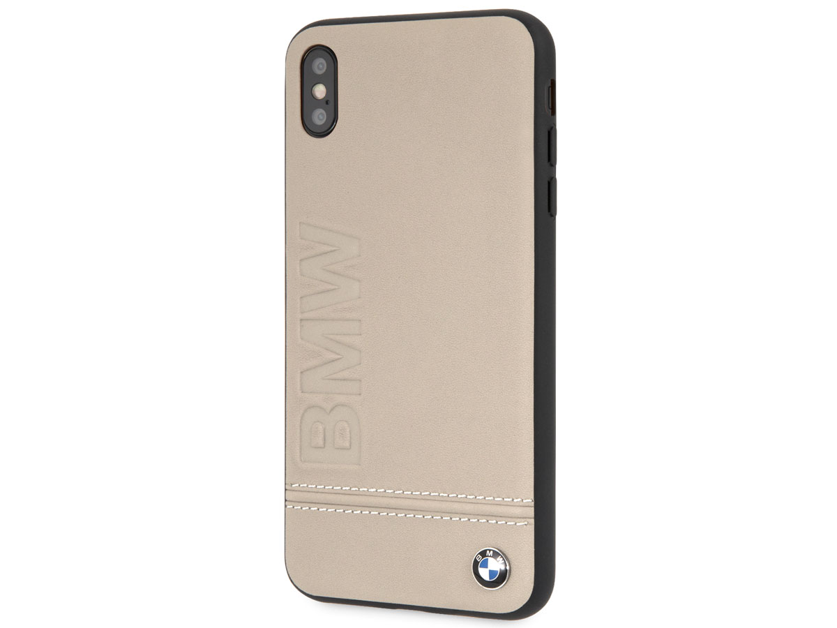 BMW Signature Case Taupe Leer - iPhone Xs Max hoesje