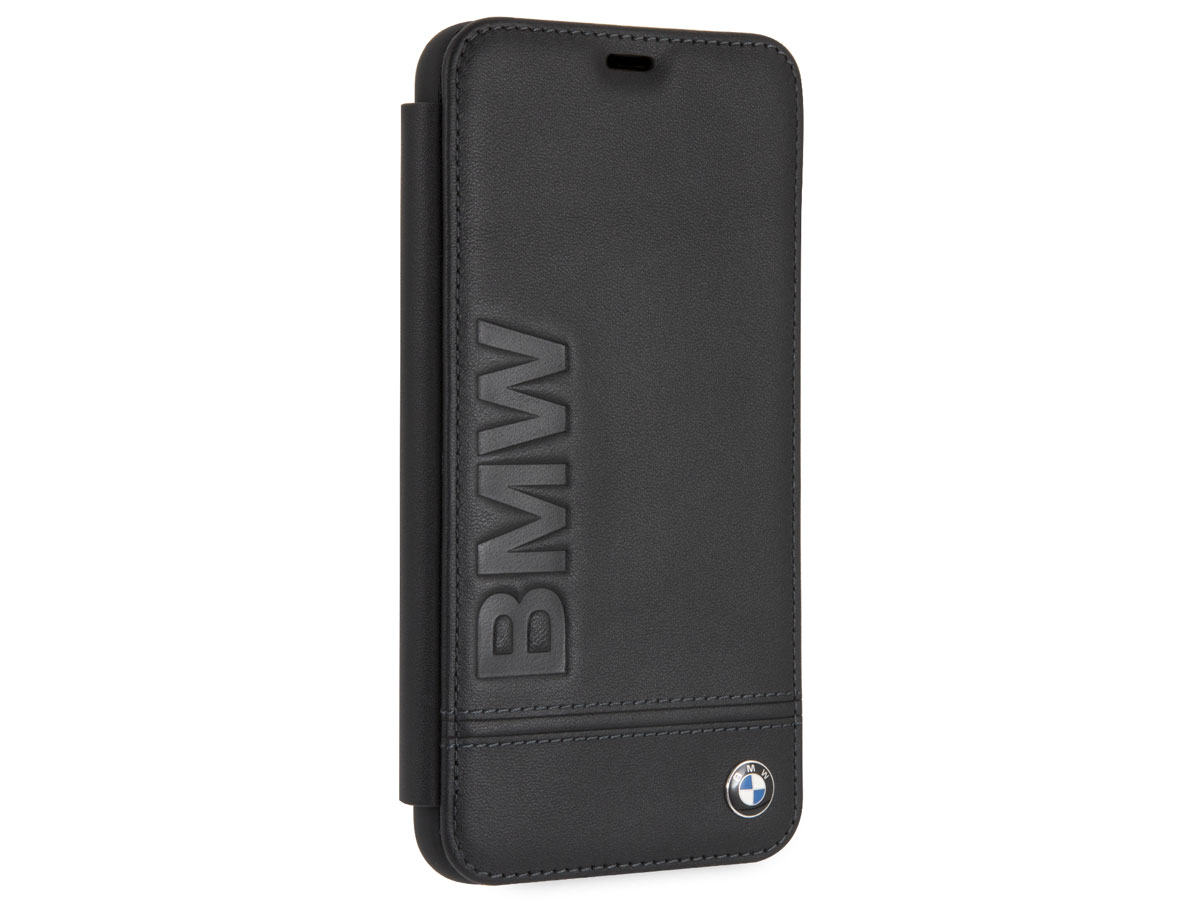 BMW Logo Leather Folio Zwart Leer - iPhone Xs Max hoesje