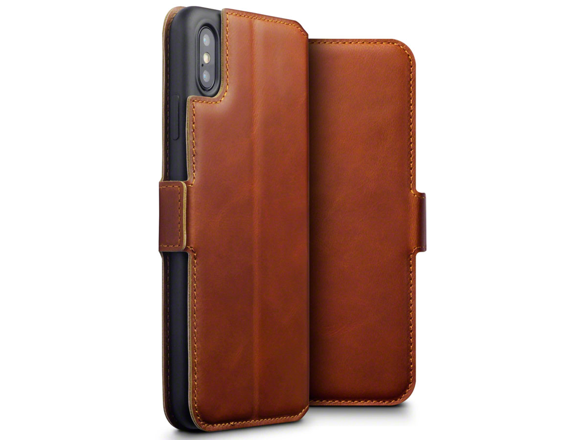 Wallet Cognac Leer | iPhone Xs Max hoesje