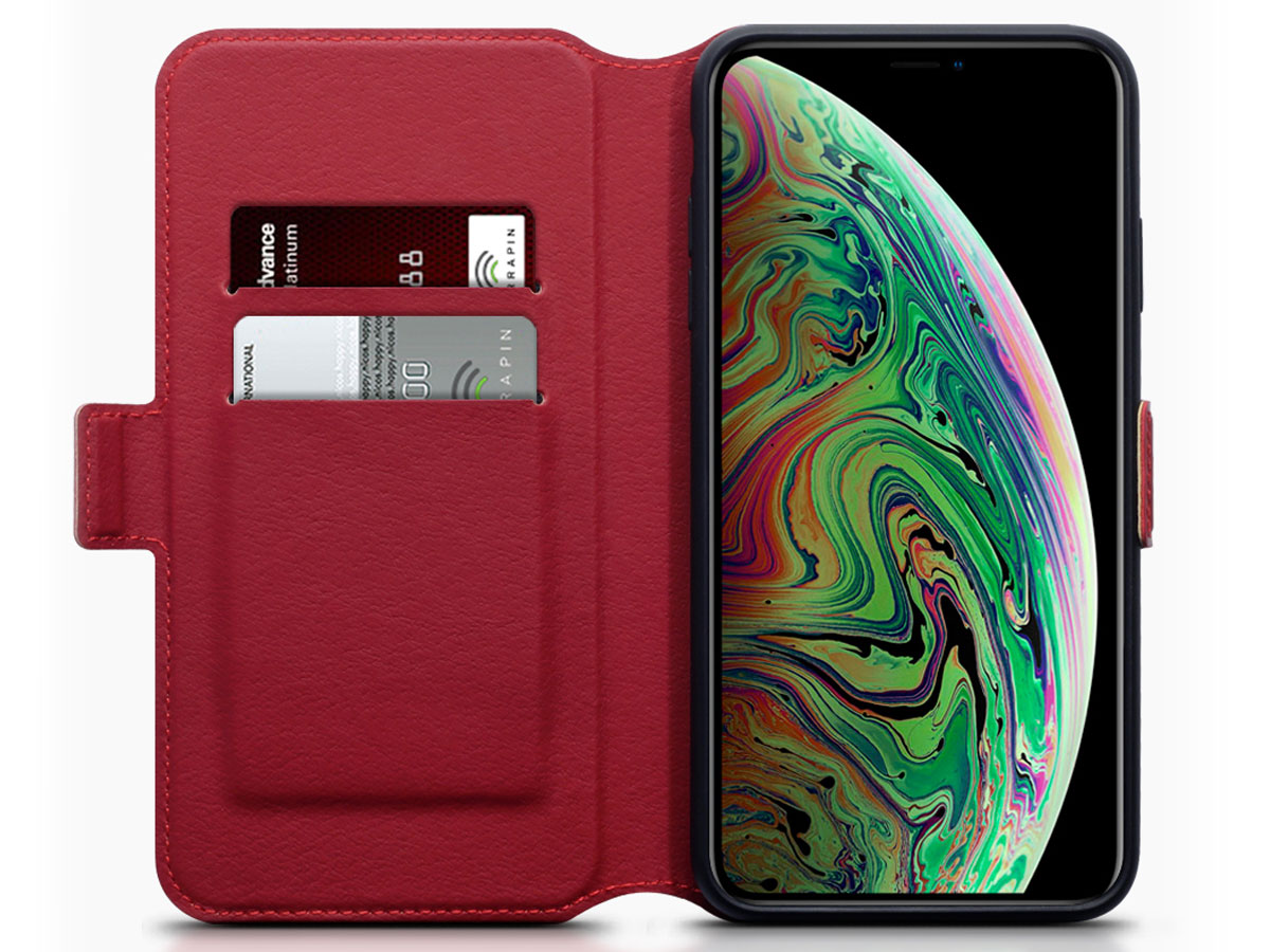 CaseBoutique Wallet Rood Leer - iPhone Xs Max hoesje