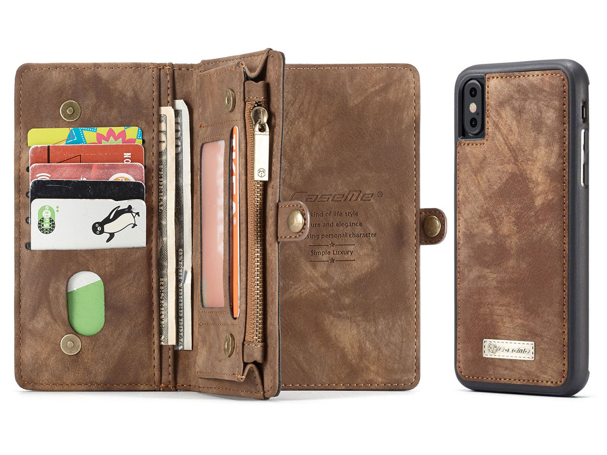 True Wallet Case Ritsvak Bruin - iPhone Xs Max hoesje