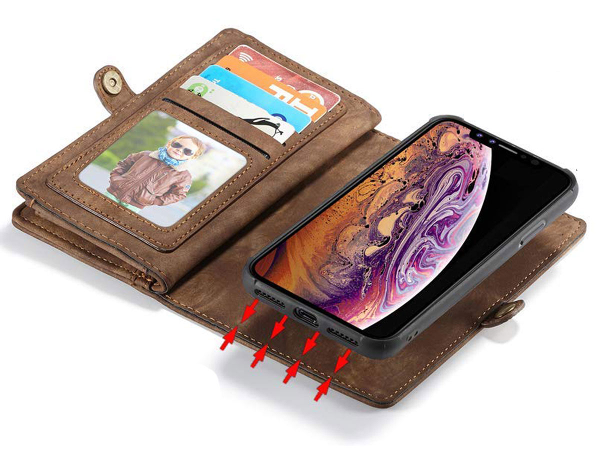 True Wallet Case Ritsvak Bruin - iPhone Xs Max hoesje