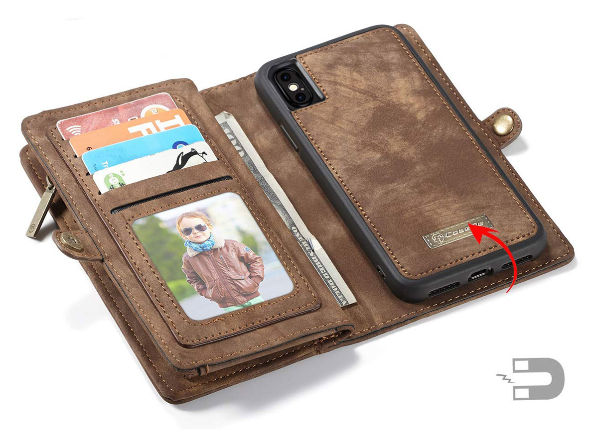 True Wallet Case Ritsvak Bruin - iPhone Xs Max hoesje