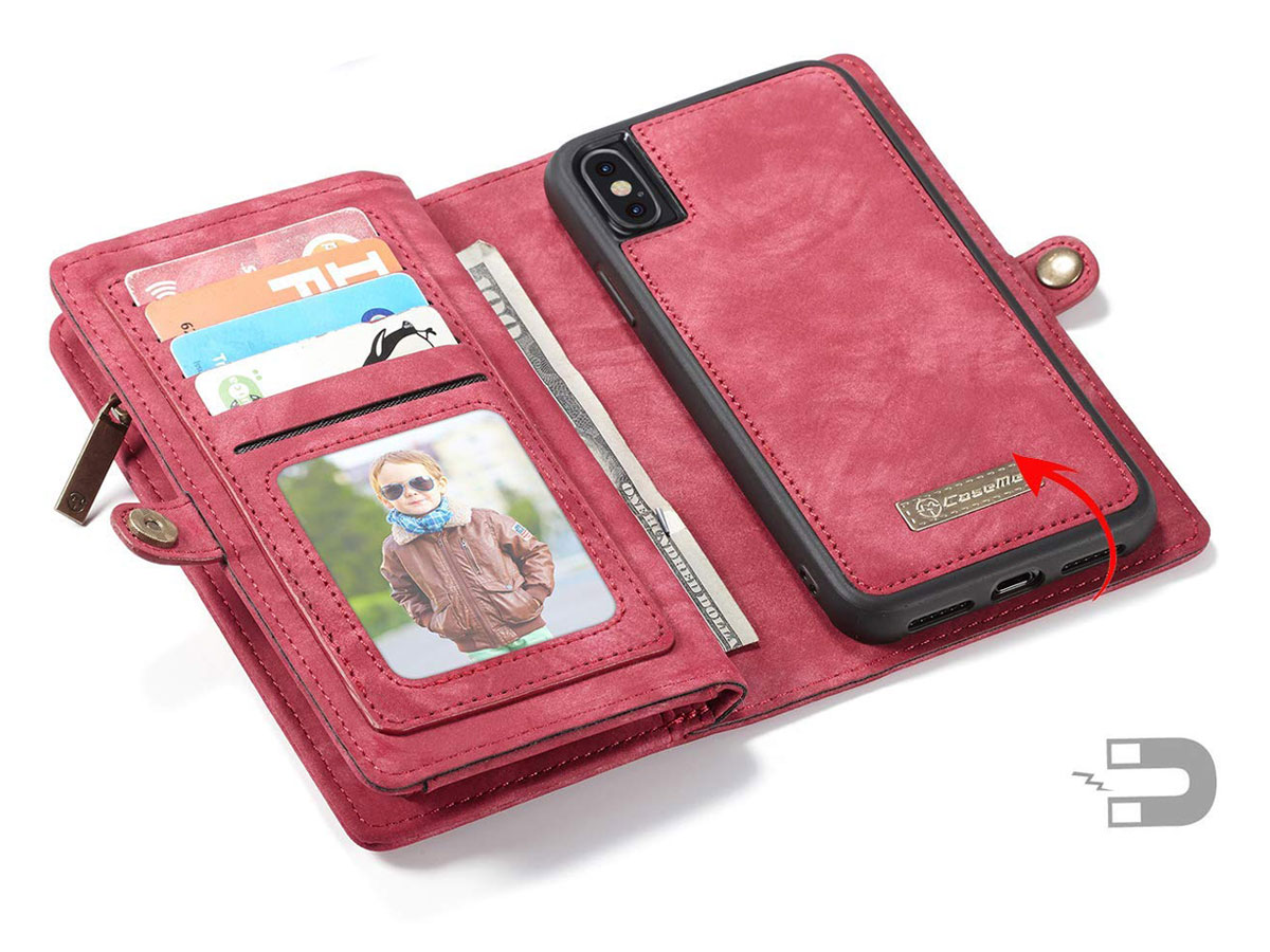 True Wallet Case Ritsvak Rood - iPhone Xs Max hoesje
