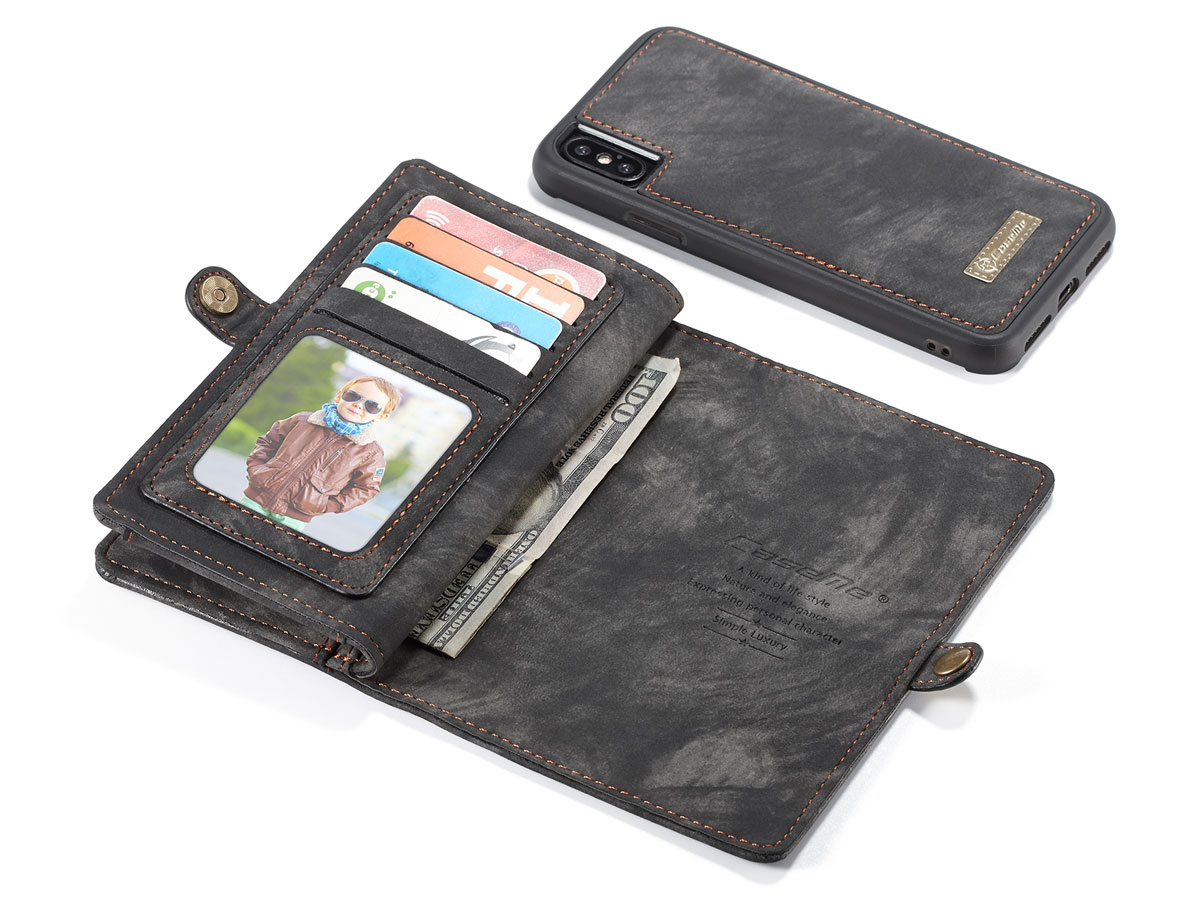 True Wallet Case Ritsvak Zwart - iPhone Xs Max hoesje