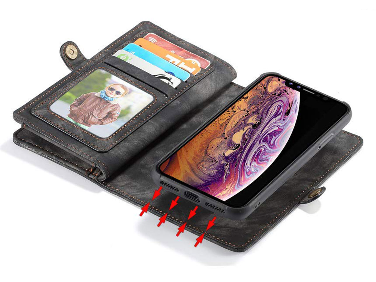True Wallet Case Ritsvak Zwart - iPhone Xs Max hoesje