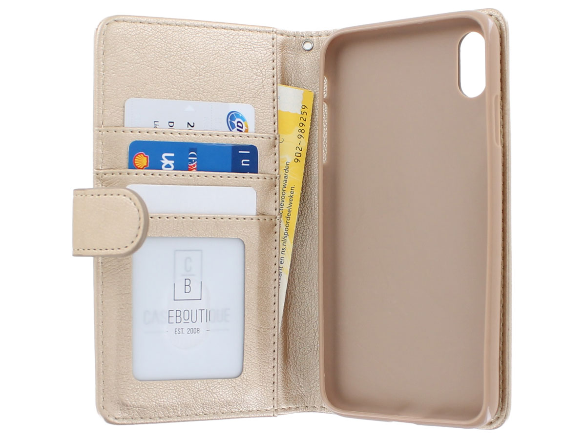 Zip Wallet Case Goud - iPhone Xs Max hoesje