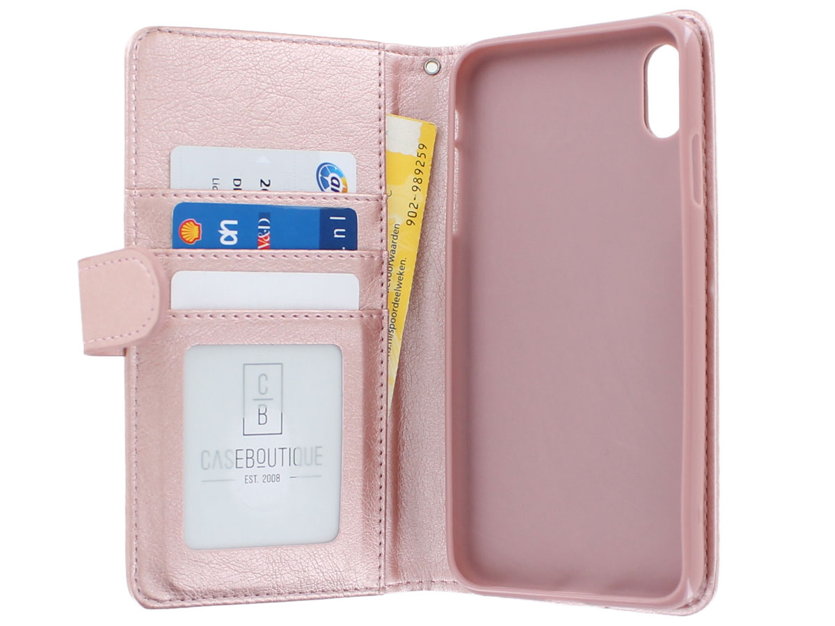 Zip Wallet Case Rosé Goud - iPhone Xs Max hoesje