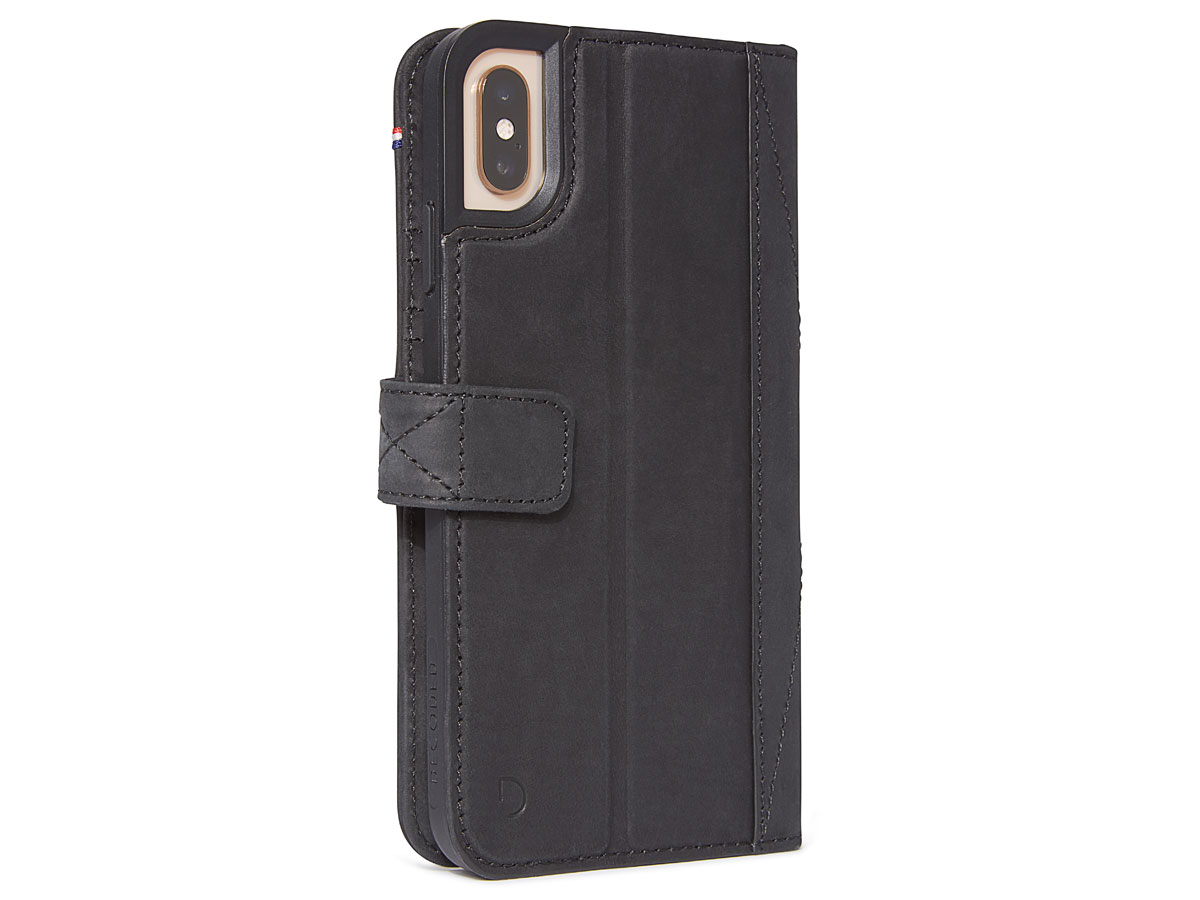 Decoded Drop Protection Wallet Zwart Leer - iPhone Xs Max Hoesje