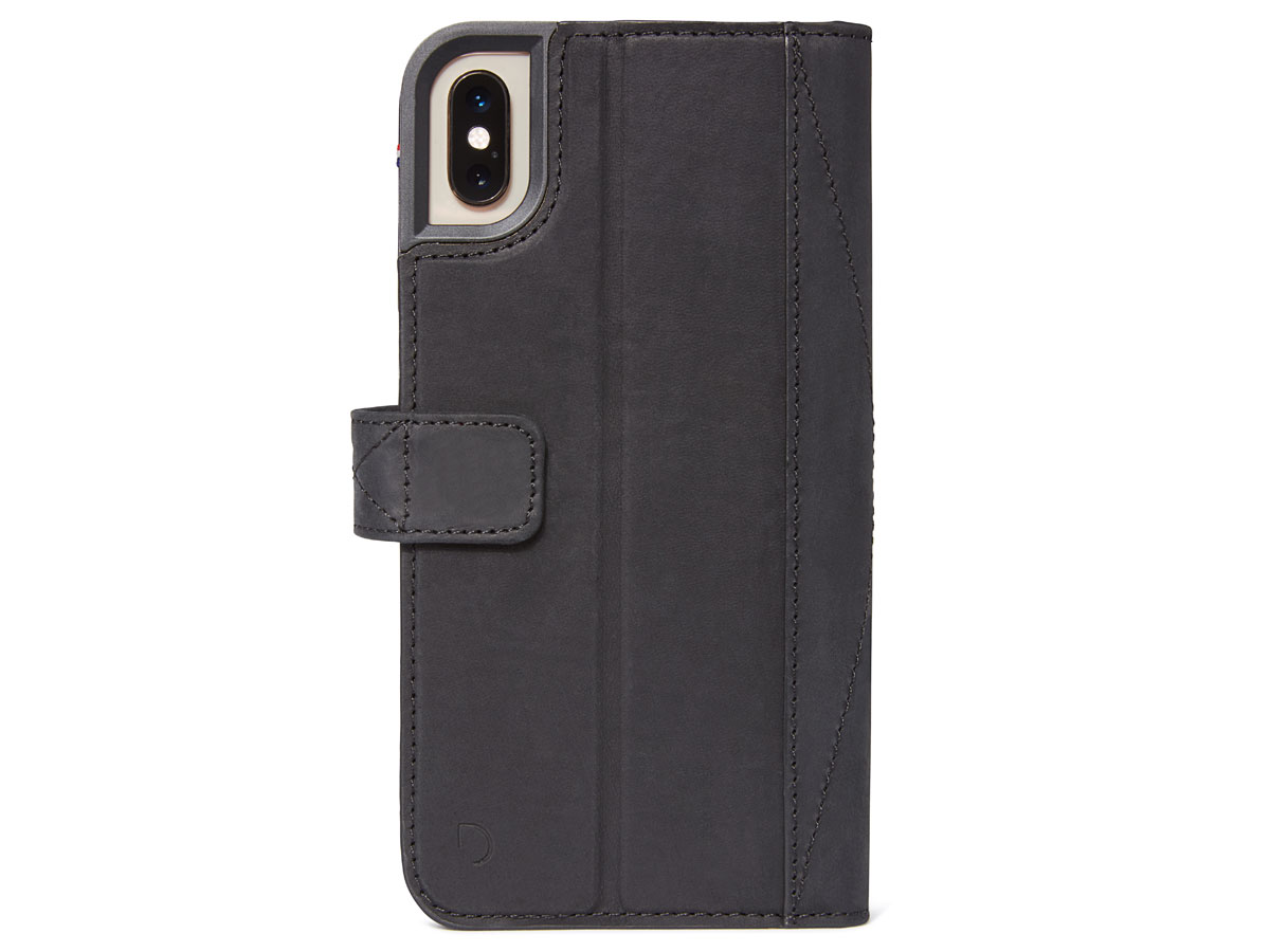 Decoded Drop Protection Wallet Zwart Leer - iPhone Xs Max Hoesje