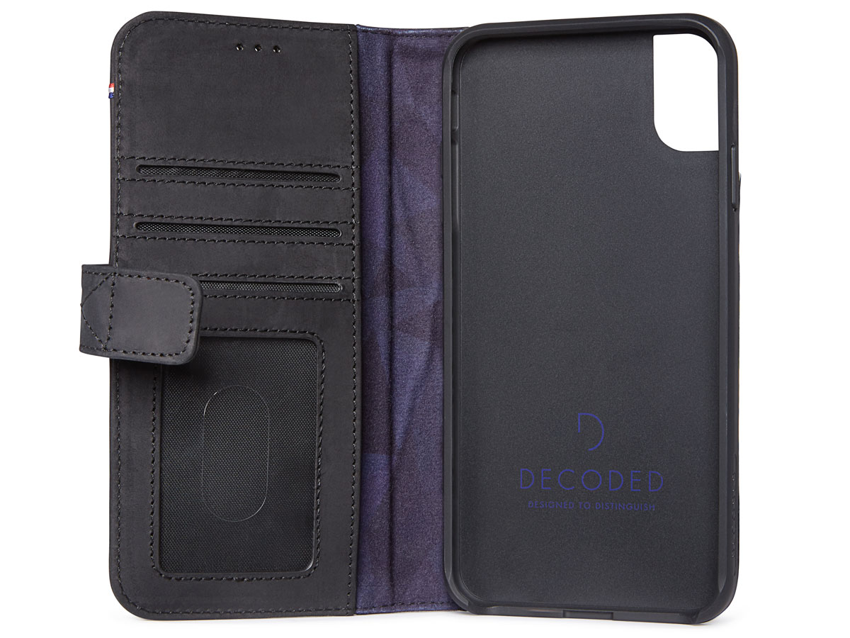 Decoded Drop Protection Wallet Zwart Leer - iPhone Xs Max Hoesje