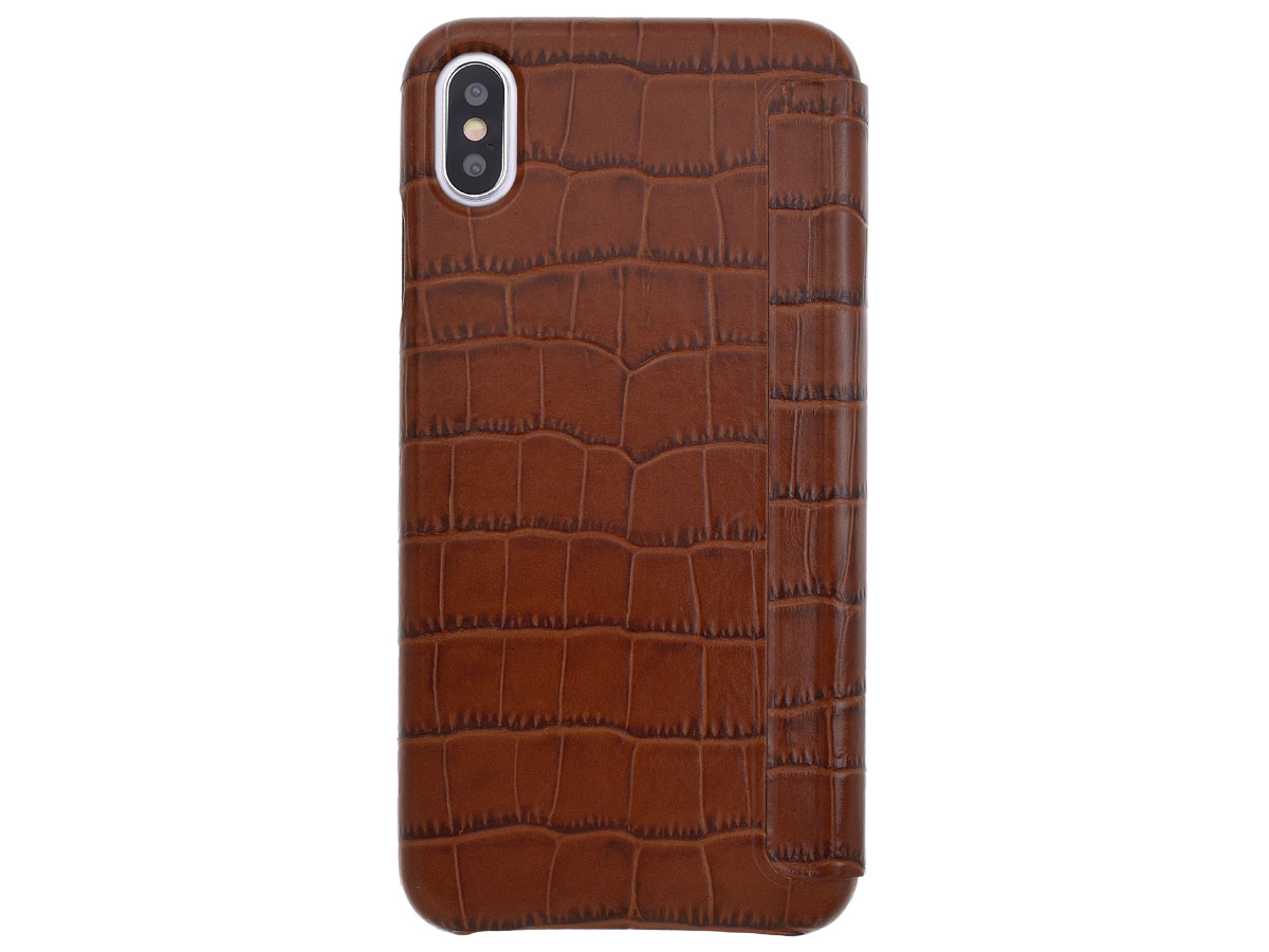 Graffi Oyster Croco Cognac Leer - iPhone Xs Max hoesje