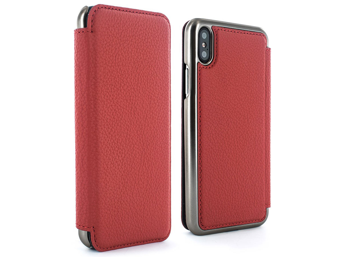 Greenwich Blake Folio Scarlet/Gunmetal - iPhone Xs Max Hoesje Leer