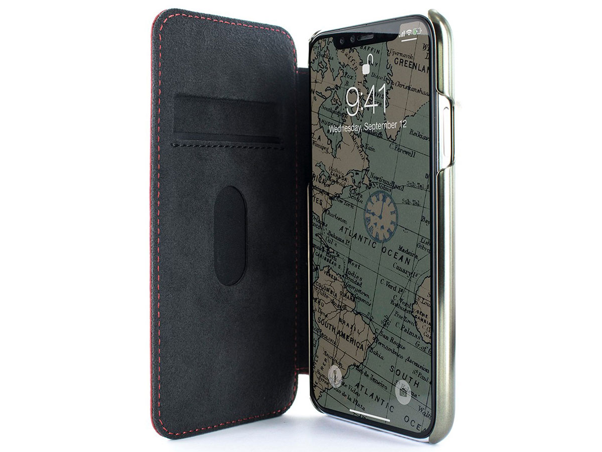 Greenwich Blake Folio Scarlet/Gunmetal - iPhone Xs Max Hoesje Leer