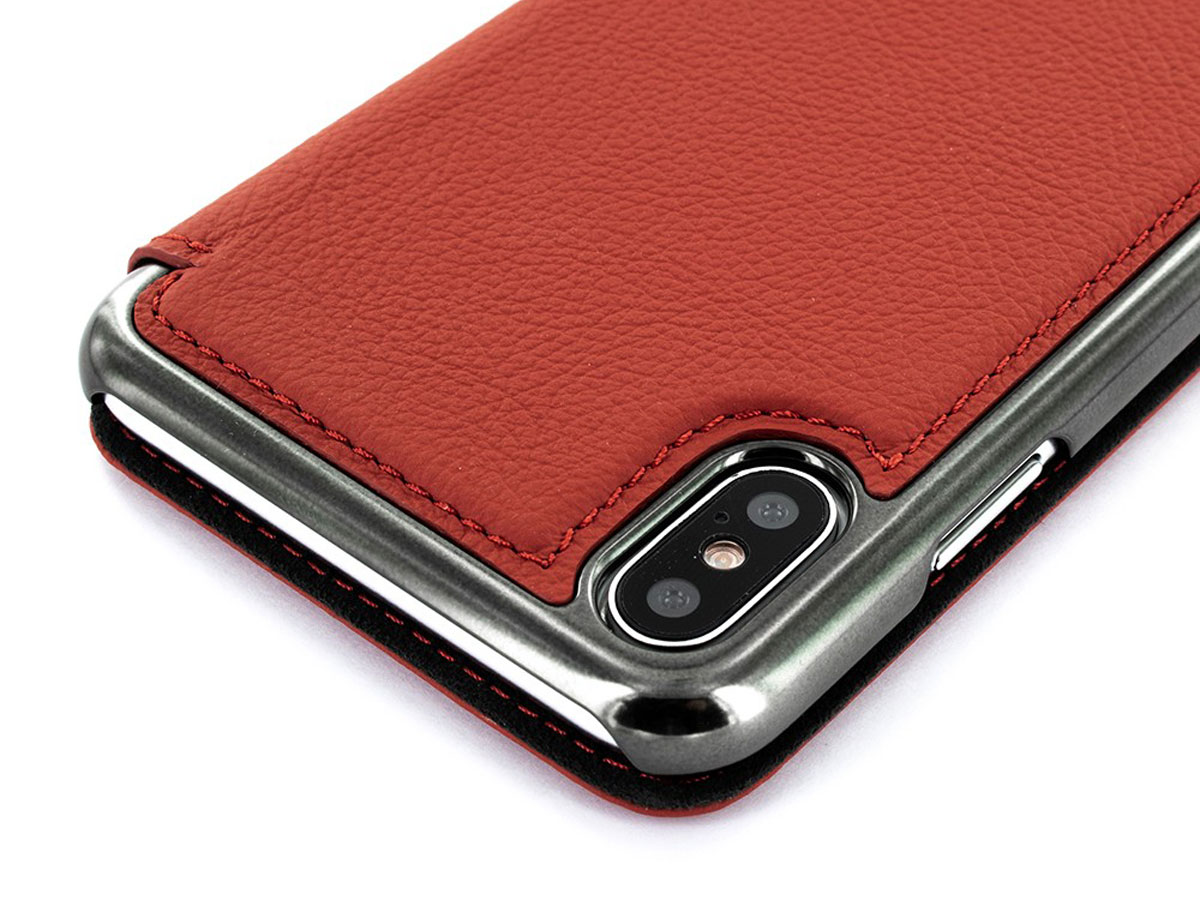 Greenwich Blake Folio Scarlet/Gunmetal - iPhone Xs Max Hoesje Leer