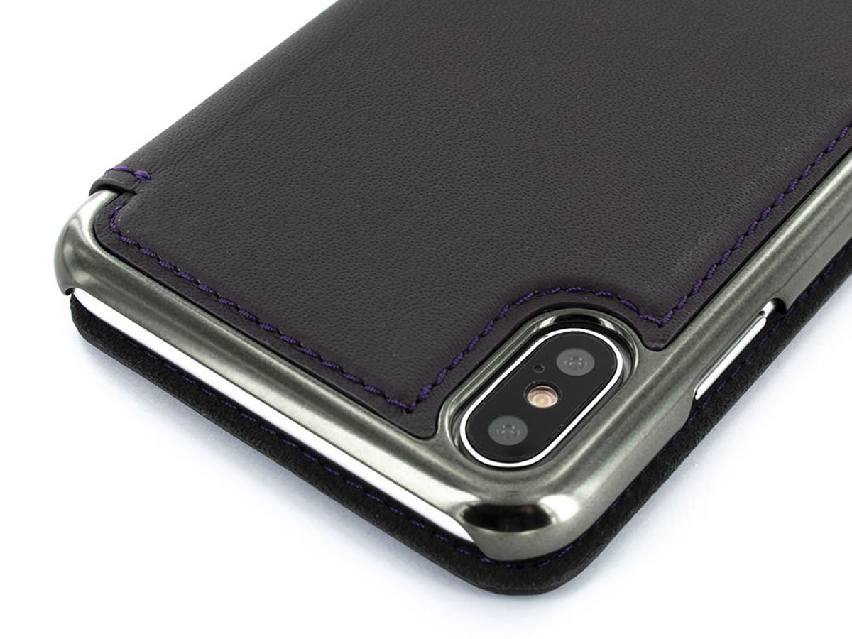 Greenwich Blake Folio Damson/Gunmetal - iPhone Xs Max Hoesje Leer