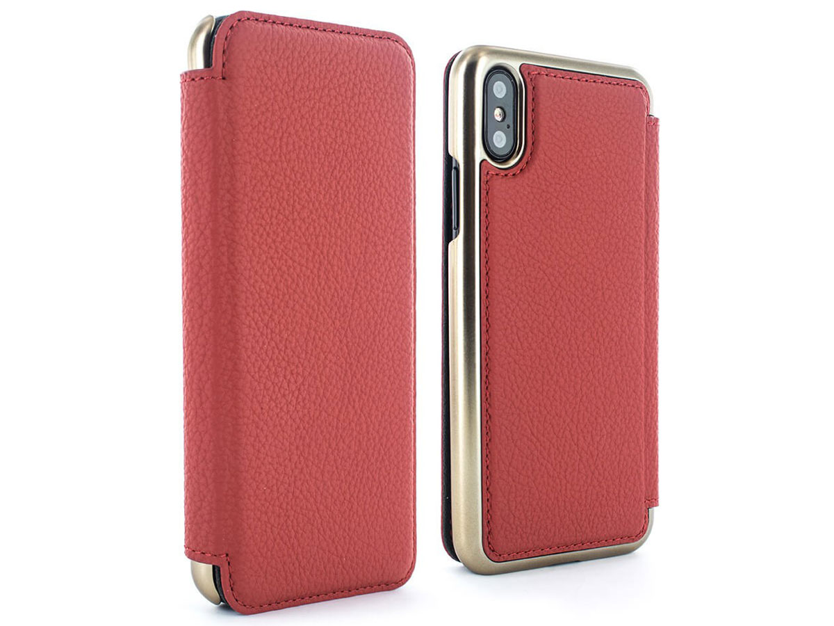 Greenwich Blake Folio Scarlet/Gold - iPhone Xs Max Hoesje Leer