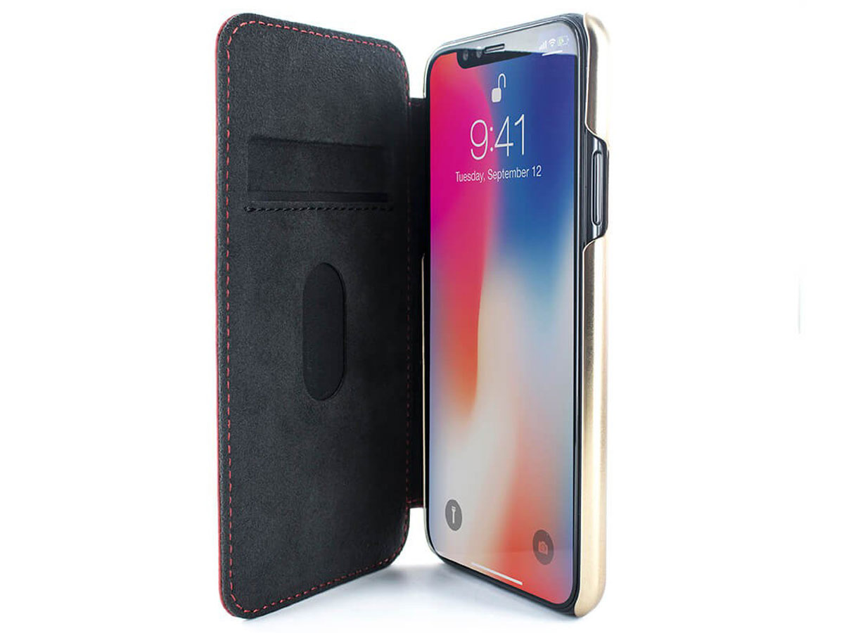Greenwich Blake Folio Scarlet/Gold - iPhone Xs Max Hoesje Leer
