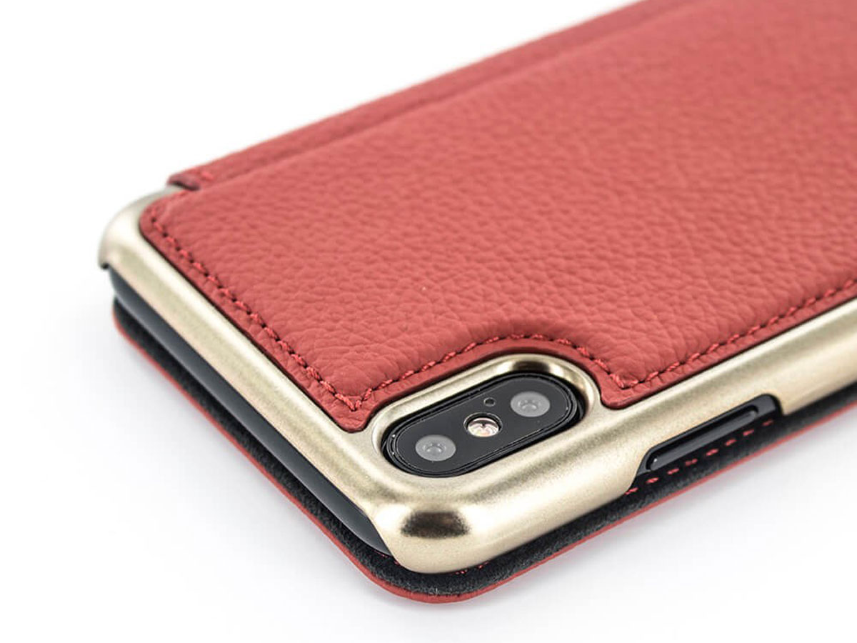 Greenwich Blake Folio Scarlet/Gold - iPhone Xs Max Hoesje Leer