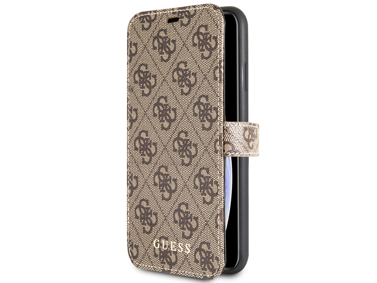 Guess Monogram Book Case Bruin - iPhone Xs Max hoesje