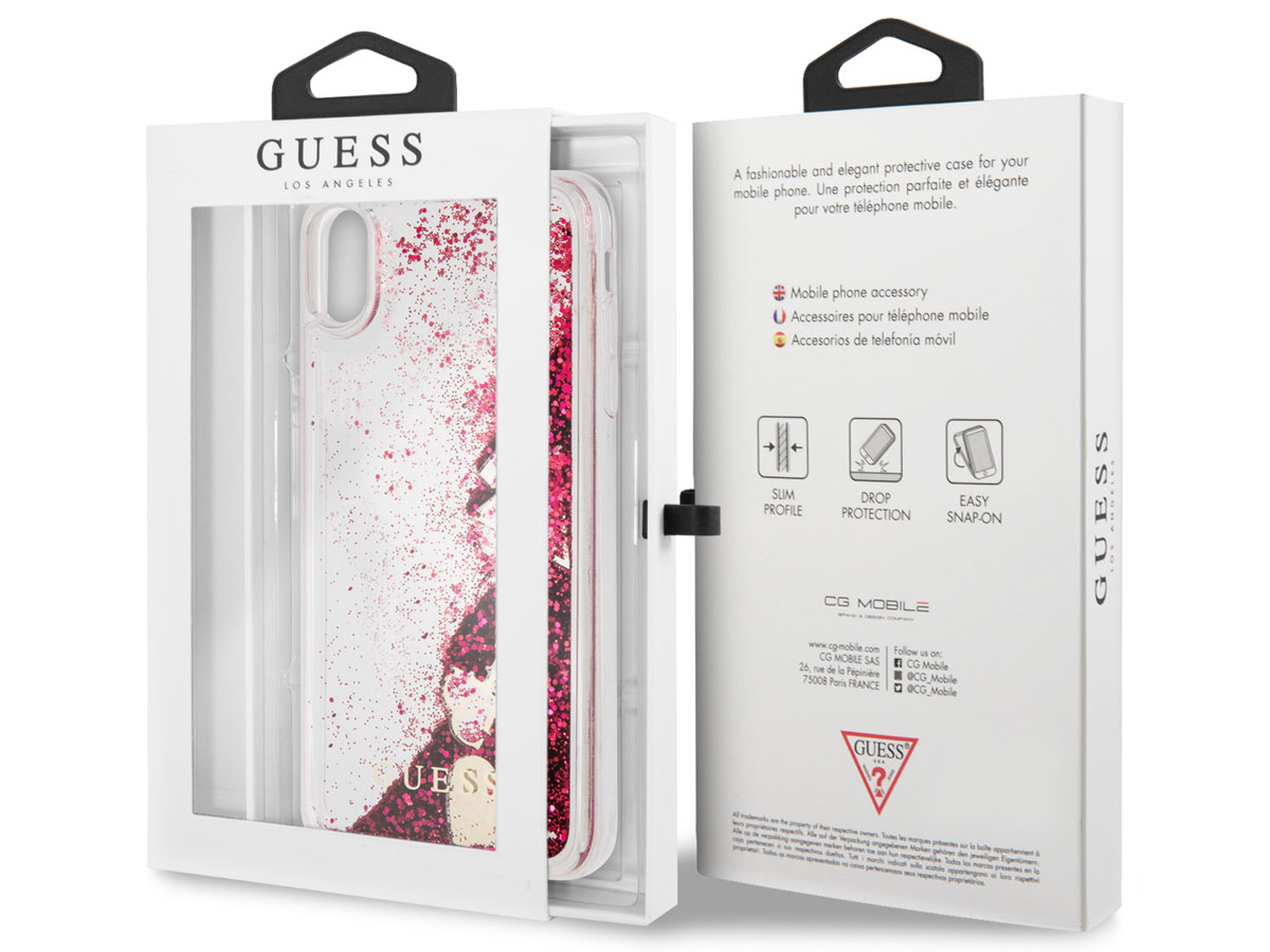 Guess Floating Logo Case Roze - iPhone Xs Max hoesje