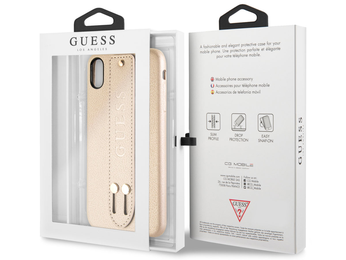 Guess Iridescent Strap Case Goud - iPhone Xs Max hoesje