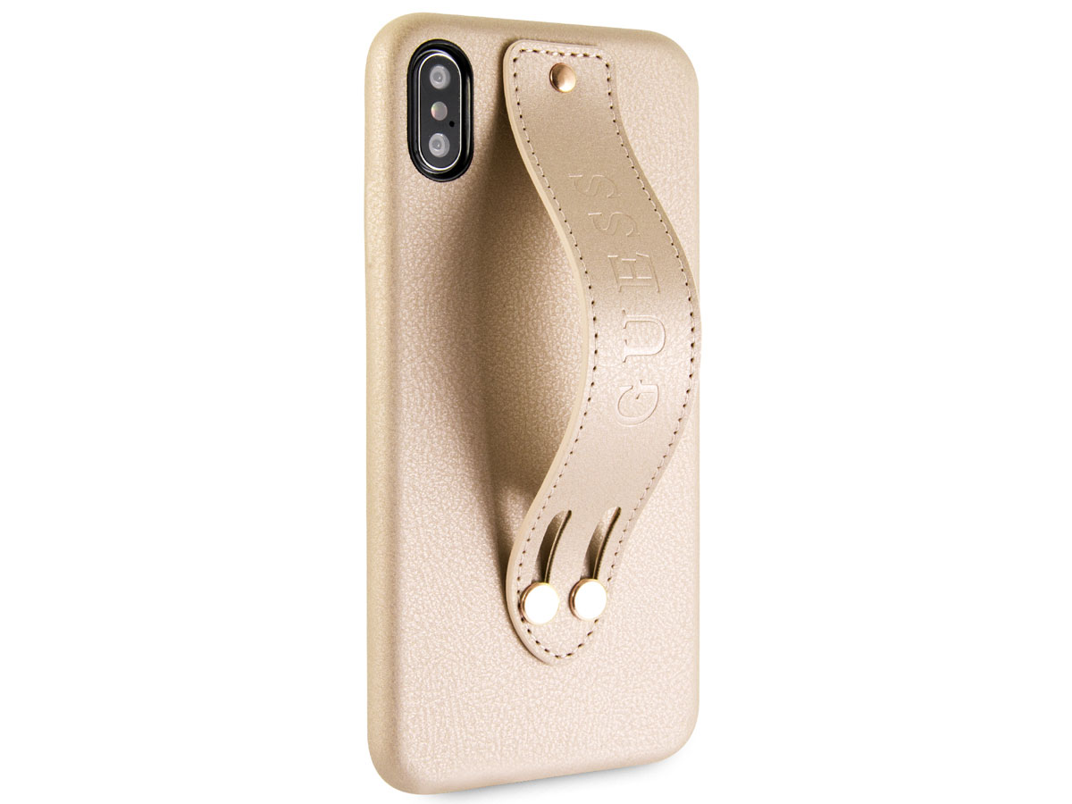 Guess Iridescent Strap Case Goud - iPhone Xs Max hoesje
