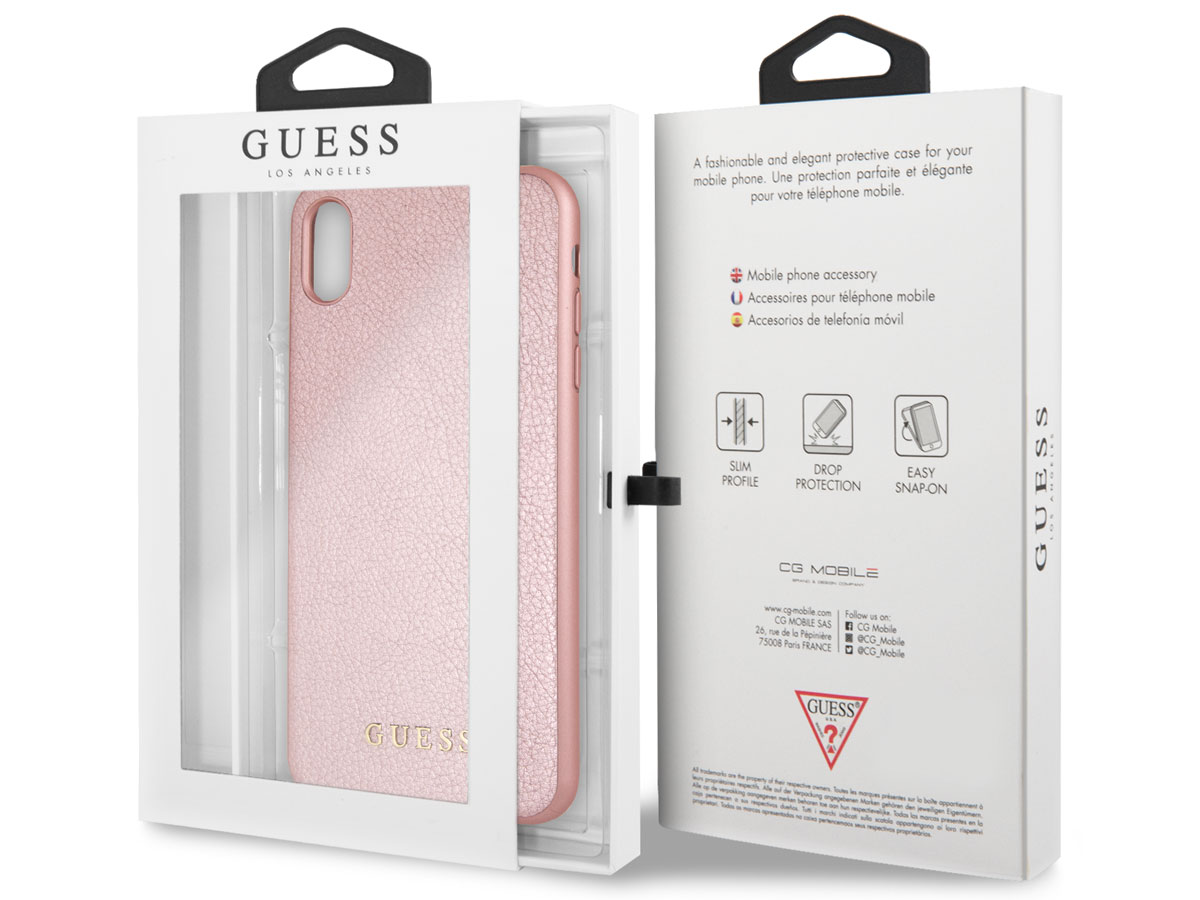 Guess Iridescent Case Rose Goud - iPhone Xs Max hoesje
