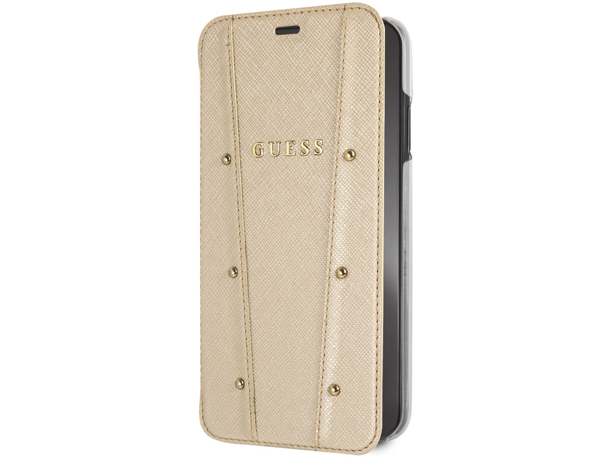 Guess Kaia Studs Bookcase Goud - iPhone Xs Max Hoesje