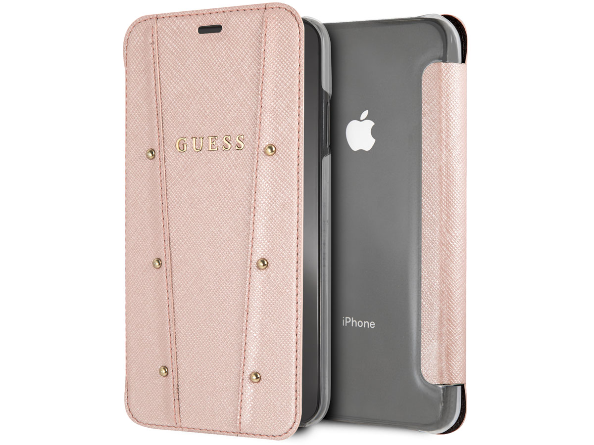 Guess Kaia Studs Bookcase Rosé - iPhone Xs Max Hoesje