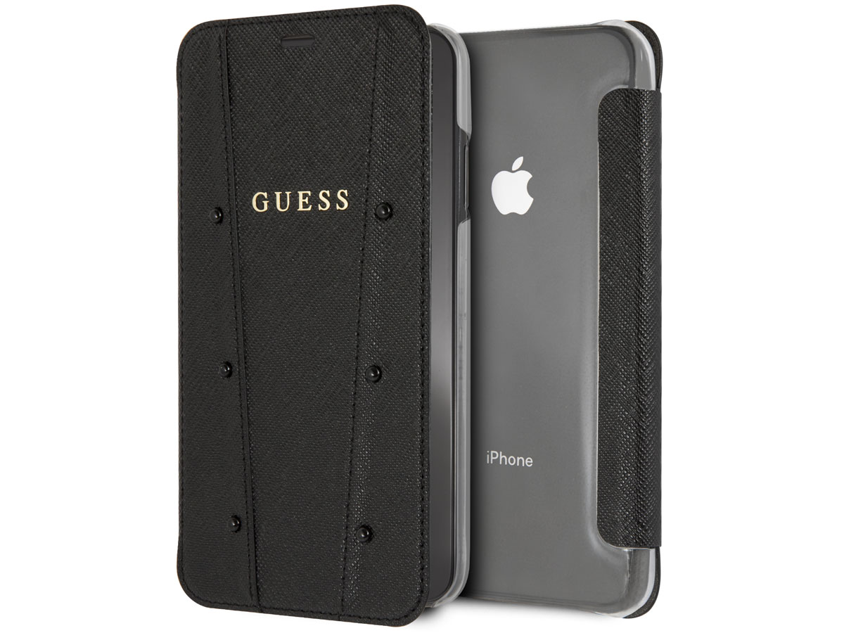 Guess Kaia Studs Bookcase Zwart - iPhone Xs Max Hoesje