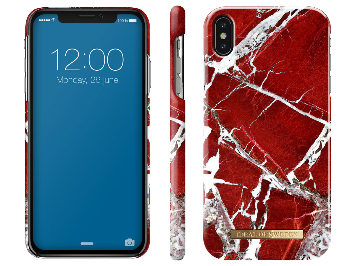 iDeal of Sweden Case Scarlet Red Marble - iPhone Xs Max hoesje