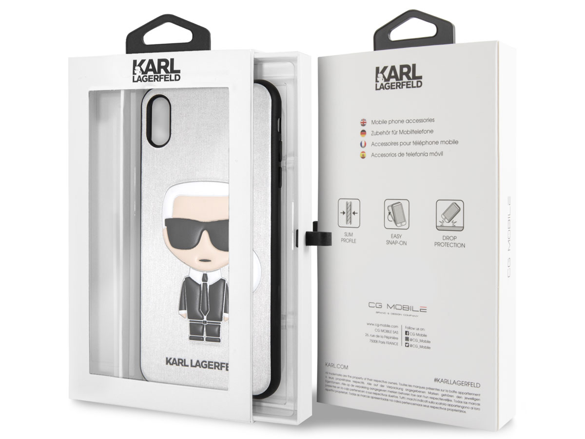 Karl Lagerfeld Iconic Case Zilver - iPhone Xs Max hoesje