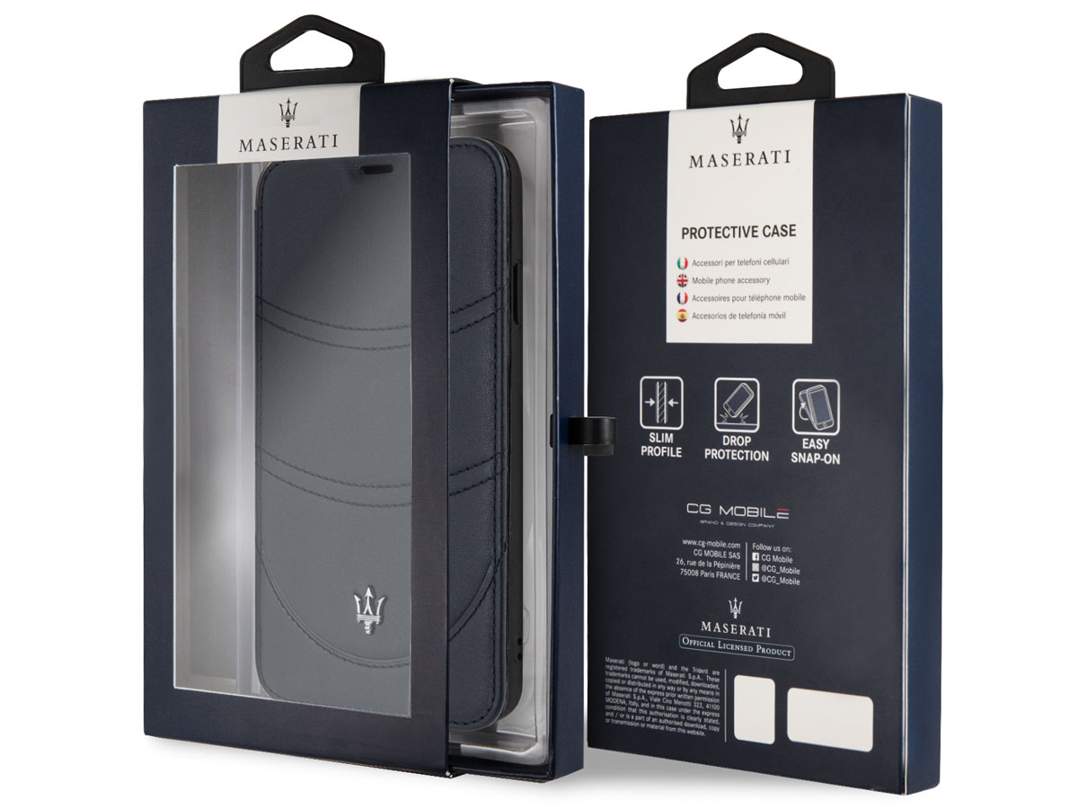 Maserati Gran Lusso Leather Bookcase - iPhone Xs Max Hoesje Leer