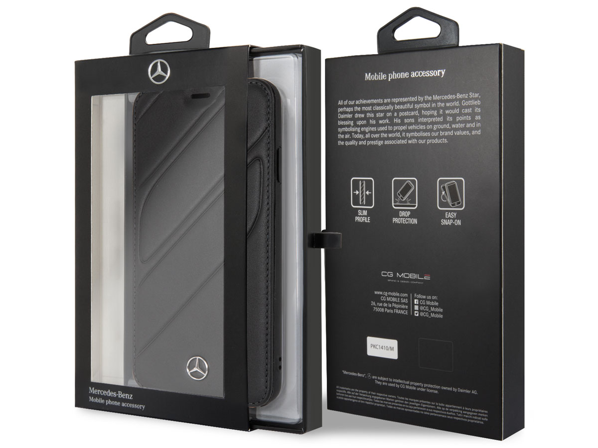 Mercedes-Benz Organic Folio Zwart - iPhone Xs Max Hoesje