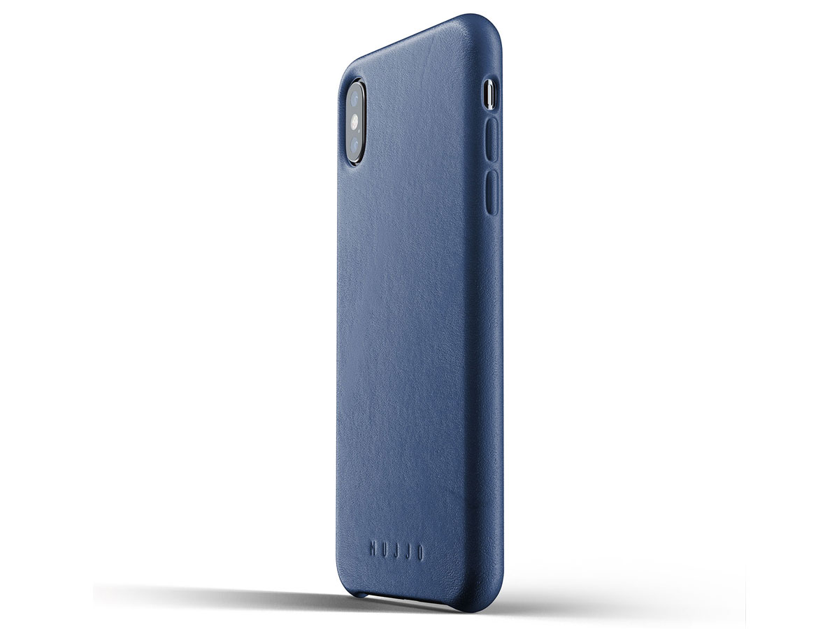Mujjo Full Leather Case Blauw - iPhone Xs Max hoesje