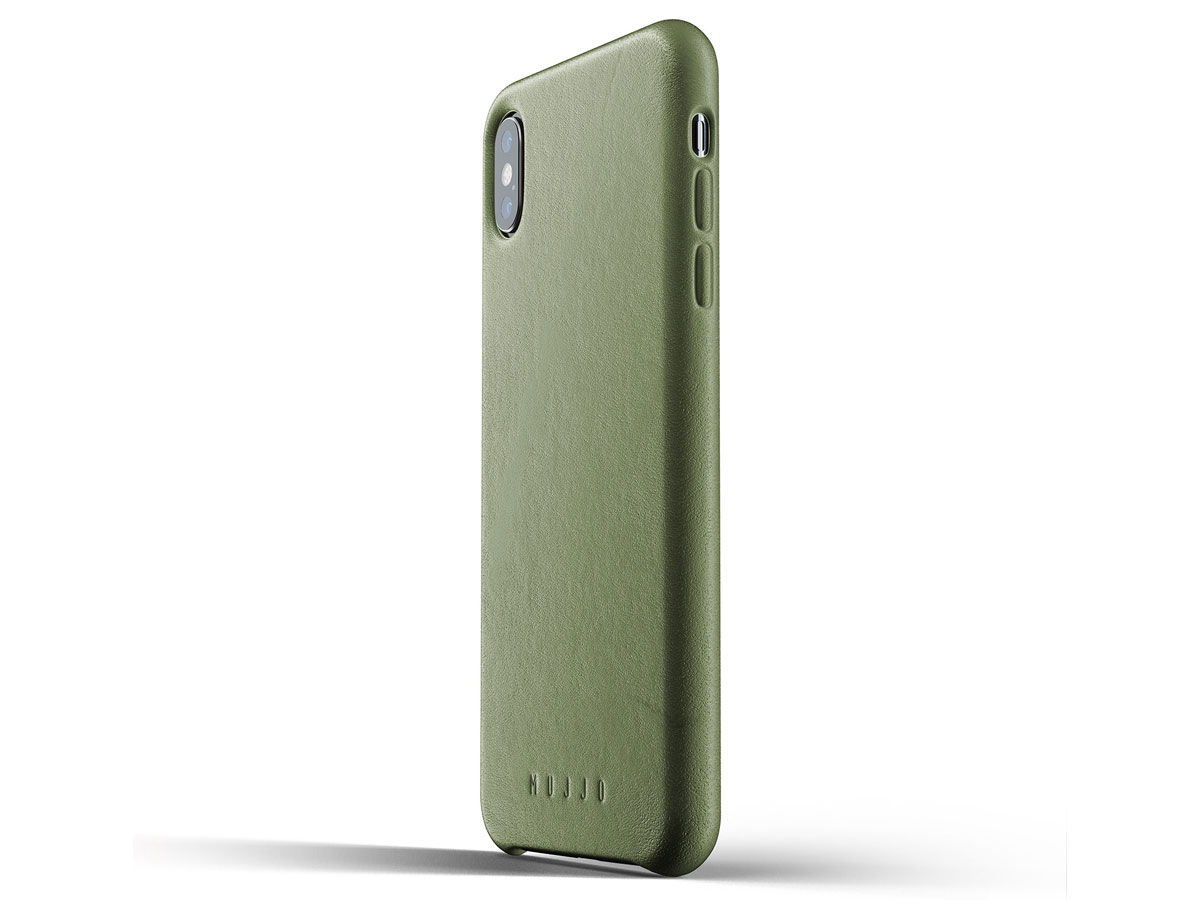 Mujjo Full Leather Case Olive - iPhone Xs Max hoesje
