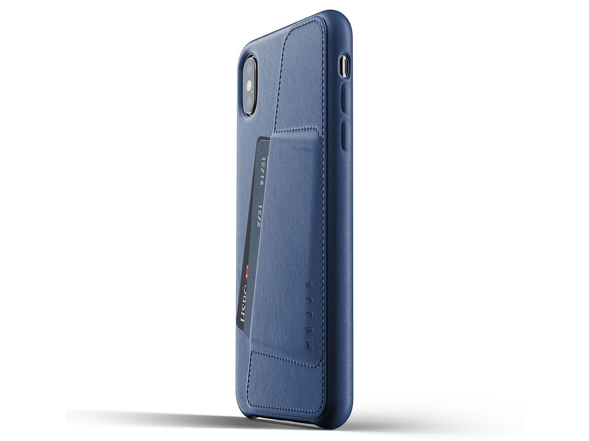 Mujjo Full Leather Wallet Blauw - iPhone Xs Max hoesje