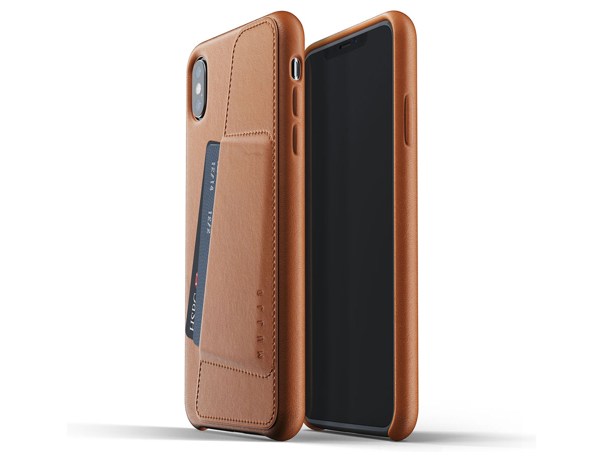 Mujjo Full Leather Wallet Tan - iPhone Xs Max hoesje