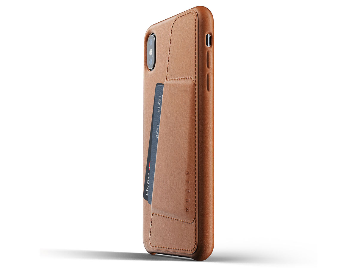 Mujjo Full Leather Wallet Tan - iPhone Xs Max hoesje