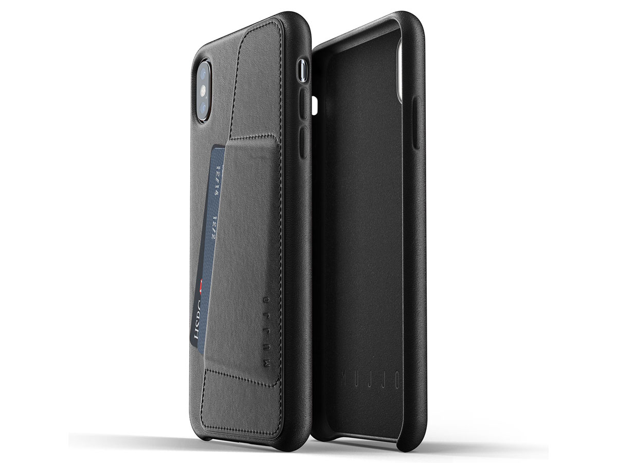 Mujjo Full Leather Wallet Black - iPhone Xs Max hoesje